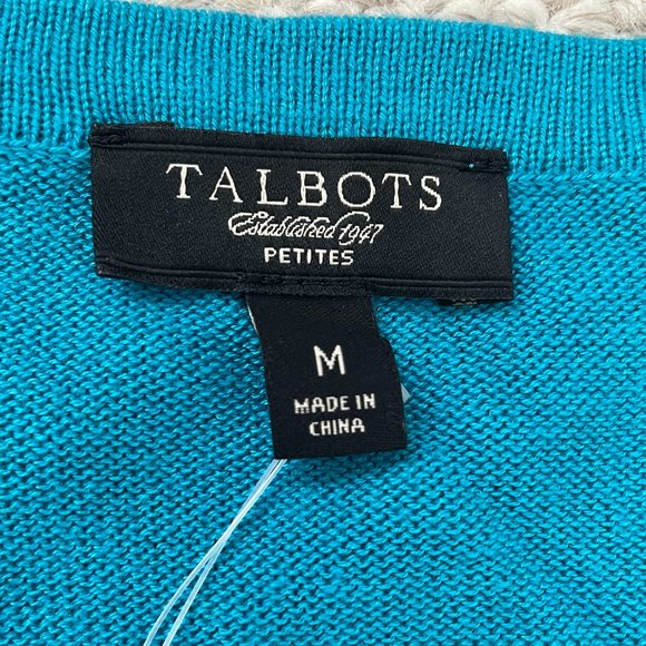 NWT Talbots Cardigan Sweater Silk Top Floral Long Sleeve Medium Petite - Picture 3 of 8